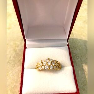 Diamonique Floral Band Ring